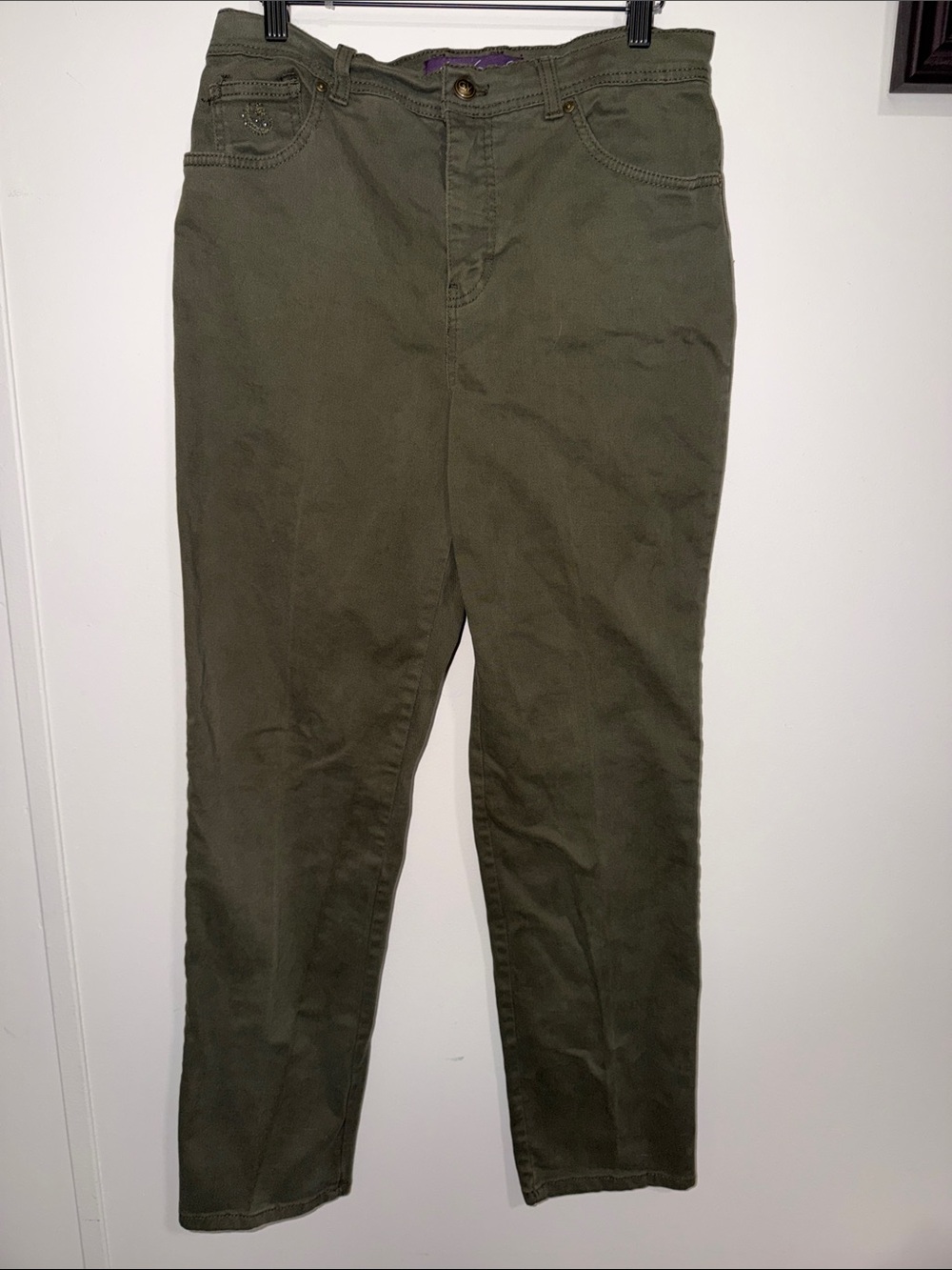 Gloria Vanderbilt Straight-Leg Pants in Olive Green